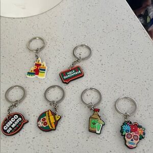 Vibrant Red and Yellow Art Keychain Collection